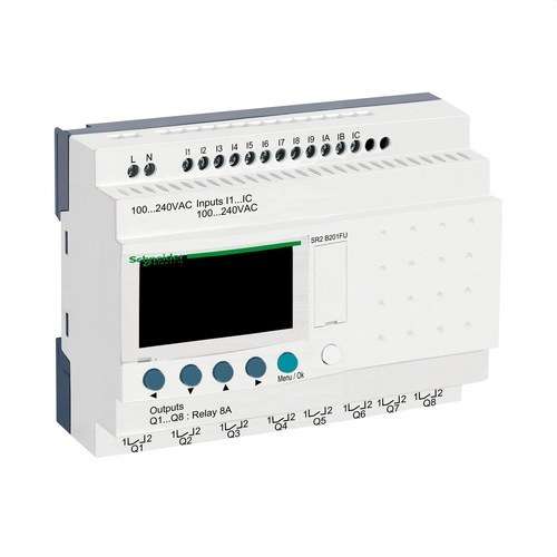 Προγραμματιζόμενο συμπαγές ρελέ Zelio Logic 20 e s 100..240 V AC με οθόνη ρολογιού με αναφορά SR2B201FU από τη μάρκα SCHNEIDER ELECTRIC