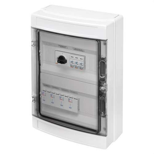 Πίνακας με 2 προ-καλωδιωμένες χορδές 1000V DC 32A 2x12 μονάδες με αναφορά GWD9908 από τη μάρκα GEWISS