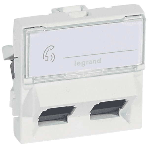 Διπλή πρίζα RJ45 Legrand Mosaic Cat 6 UTP 45° 2 μονάδες λευκό με αναφορά 076504 από τη μάρκα LEGRAND