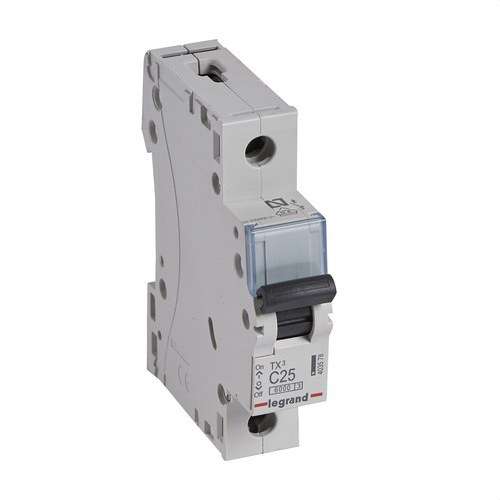 Μαγνητοθερμικός TX3 1P 25A Καμπύλη C Καμπύλη C 6kA με αναφορά 403578 από τη μάρκα LEGRAND