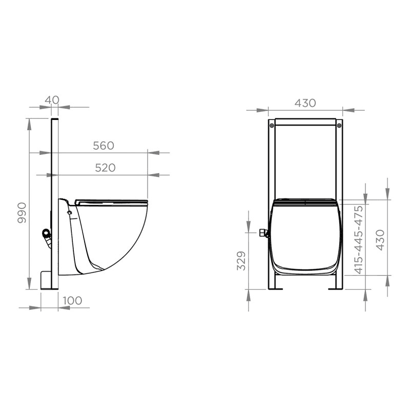 Σκελετός με τουαλέτα θρυμματιστή SFA Sanicompact Comfort+ με αναφορά C72LVCPLUS από τη μάρκα SFA SANITRIT