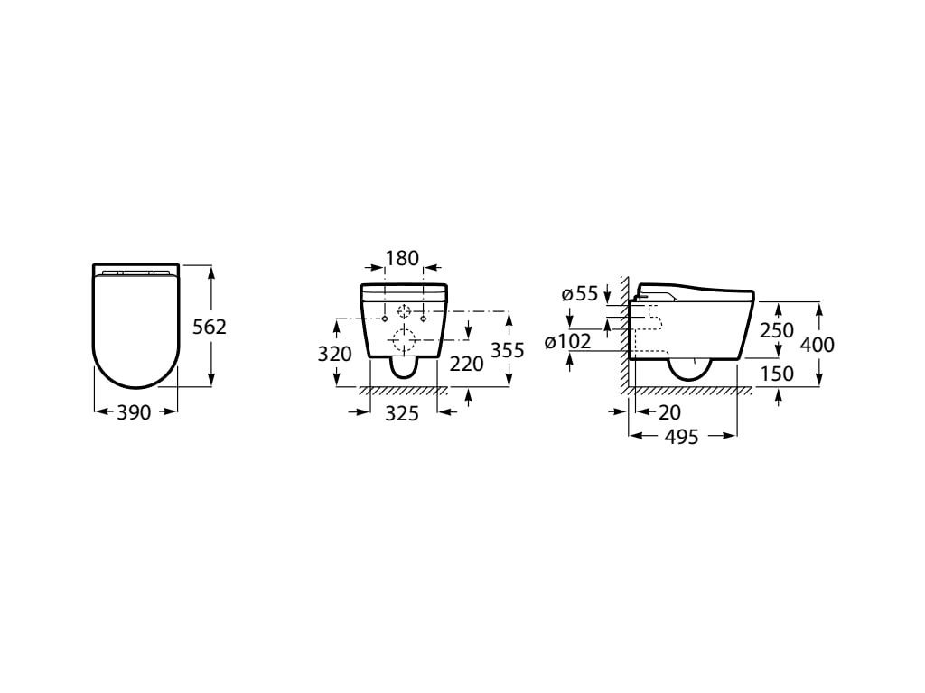 Έξυπνη τουαλέτα In-Wash® Inspira κρεμαστή Roca Rimless με αναφορά A803060001 από τη μάρκα ROCA
