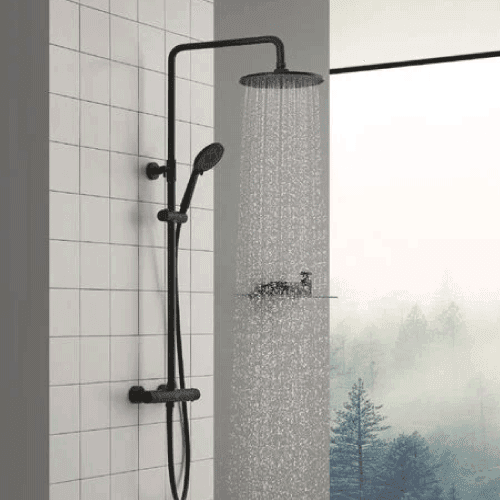 Matte Black Thermostatic Shower Column Roca T-Basic with reference A5A9F18NB0 from the brand ROCA